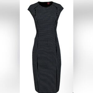 Max Mara - Black & White Polka Dot Cap Sleeve Jersey Dress Sz S